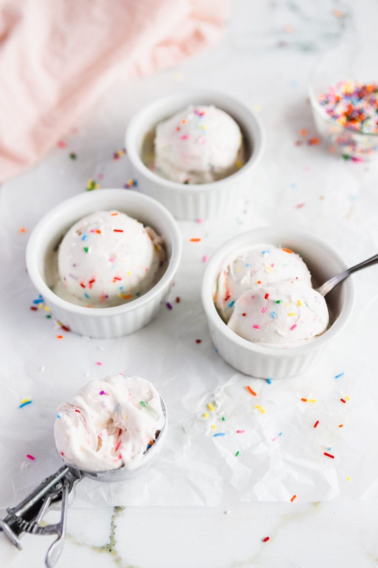 Vegan Vanilla Birthday Cake Ice Cream (Easy Recipe)