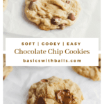 the best ever chewy chocolate chip cookie recipe with a glass of milk