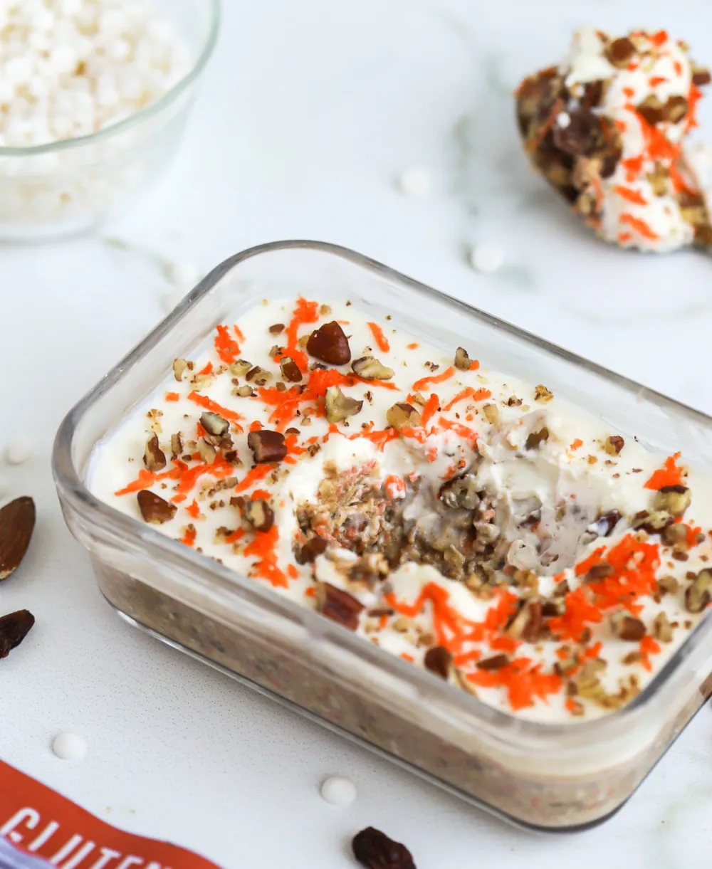 carrot cake overnight oats made with quick oats