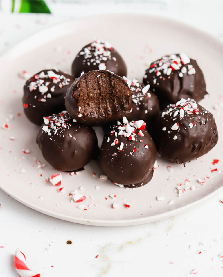 simple holiday treat with candy canes on a pink plate