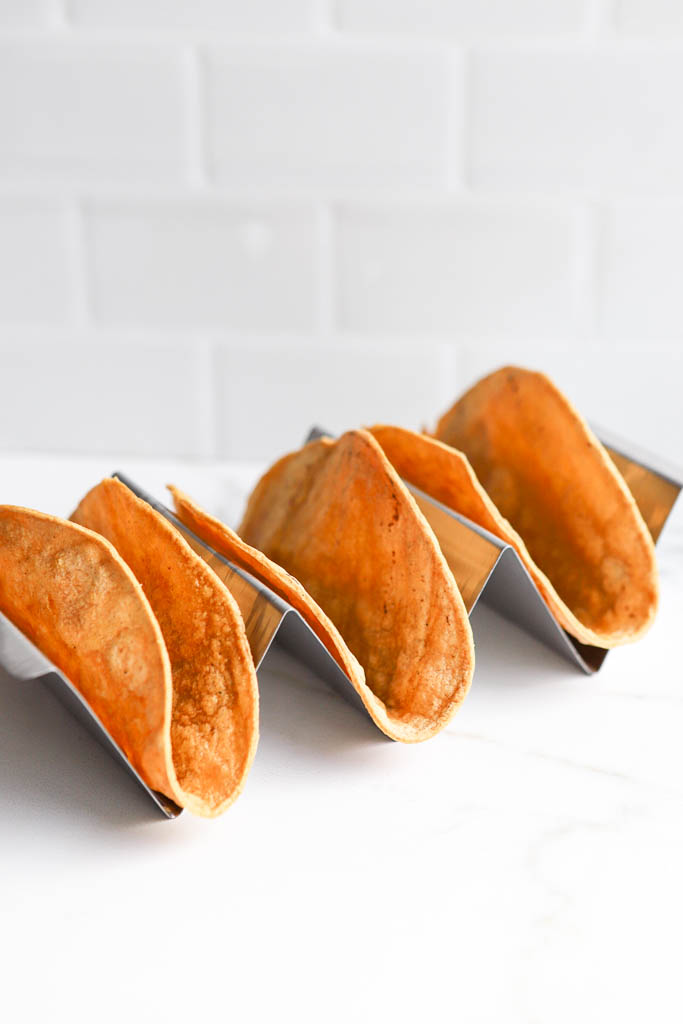 crispy tortilla with avocado oil spray