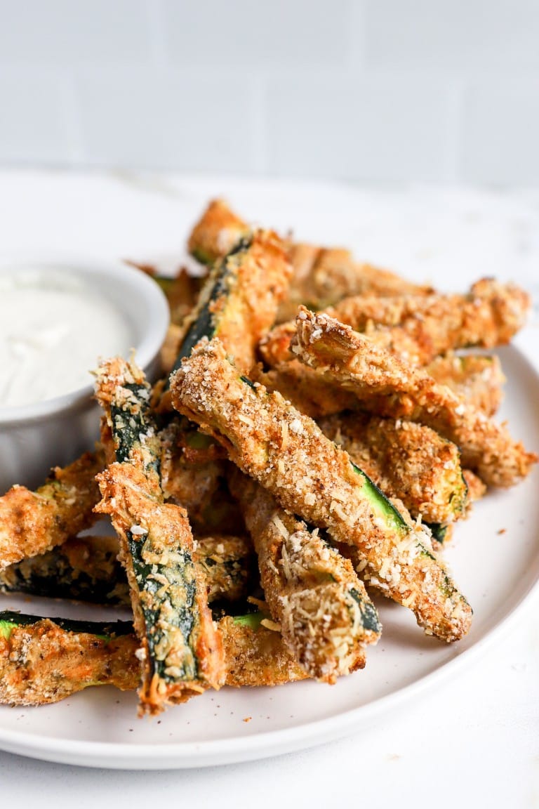 close up shot of a perfect zucchini recipe made in the air fryer