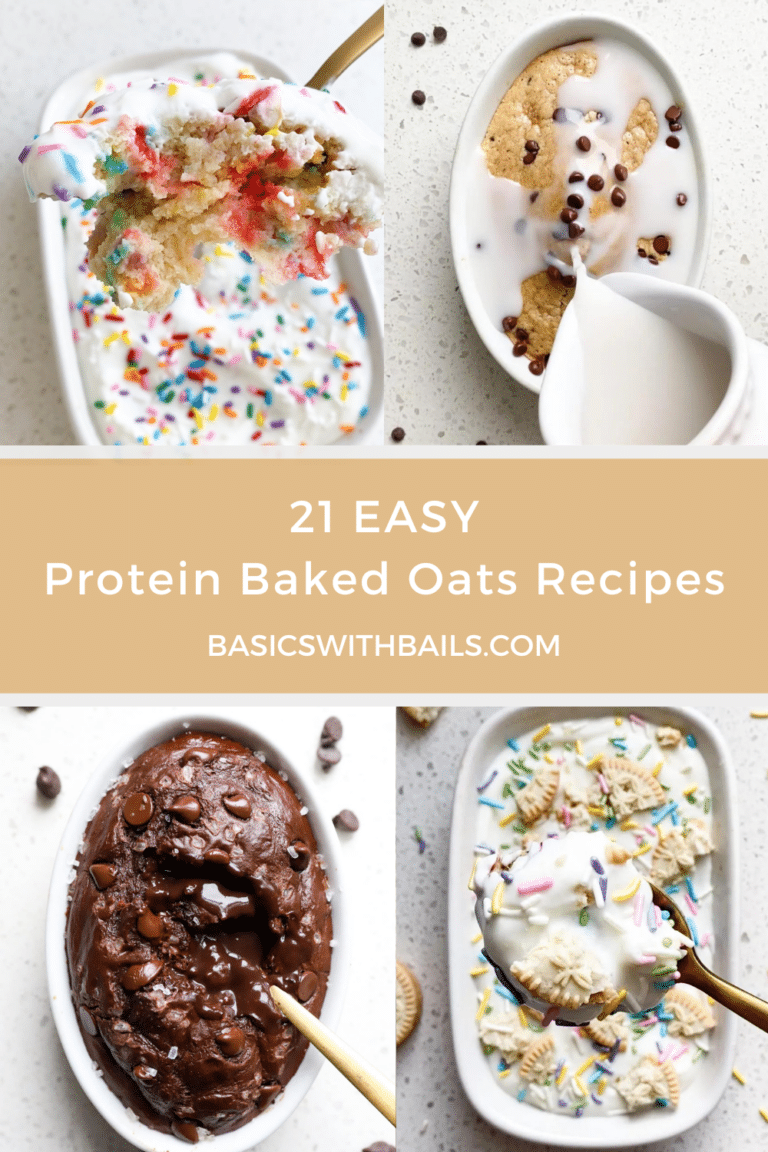 Collage of 21 protein baked oats recipes.