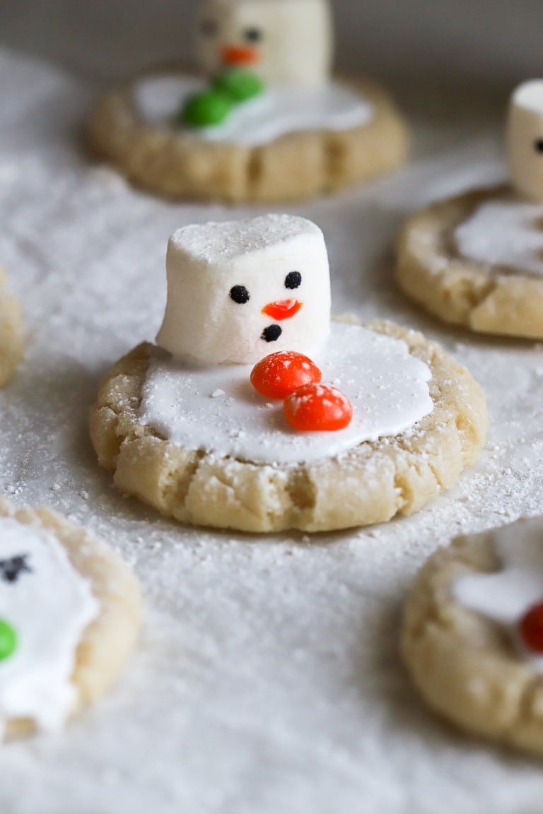 easy melted snowman sugar cookies with cute face