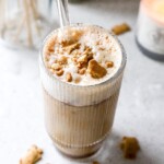 Viral teddy graham iced latte topped with crushed teddy grahams